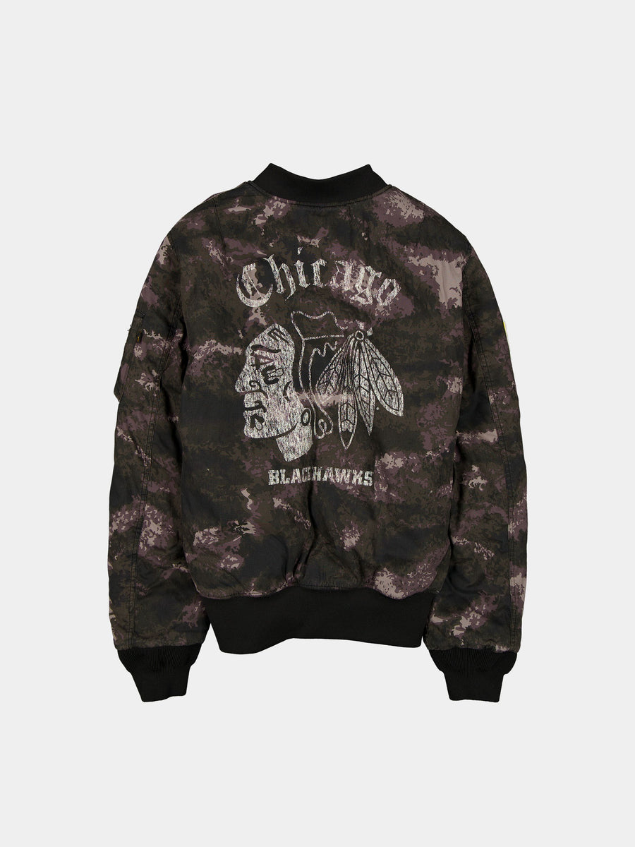CHICAGO BLACKHAWKS X ALPHA X NEW ERA MA-1 BOMBER JACKET (BLACK CAMO) OUTERWEAR Alpha Industries 
