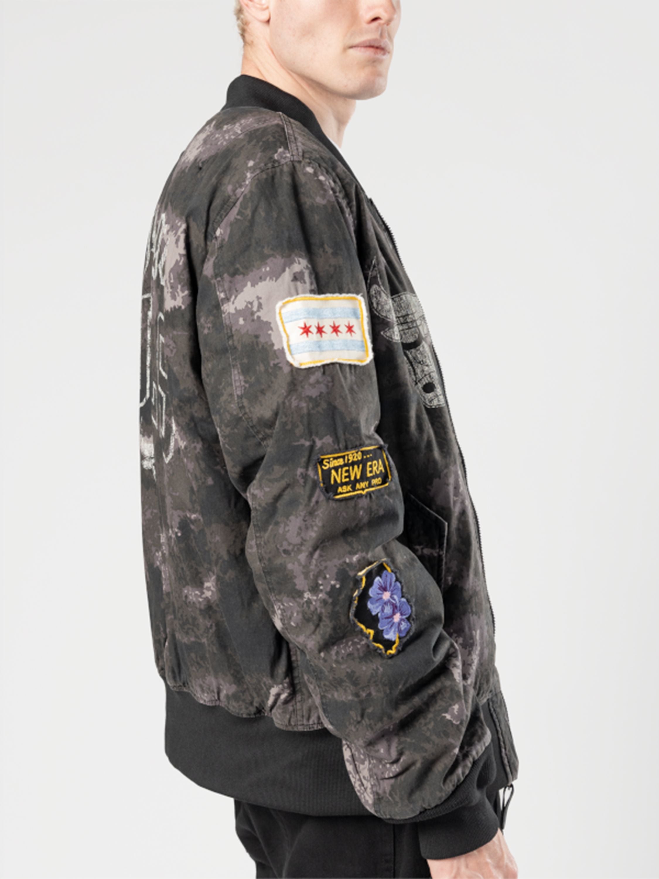 Chicago Bulls X Alpha X New Era MA-1 Bomber Jacket (Black Camo