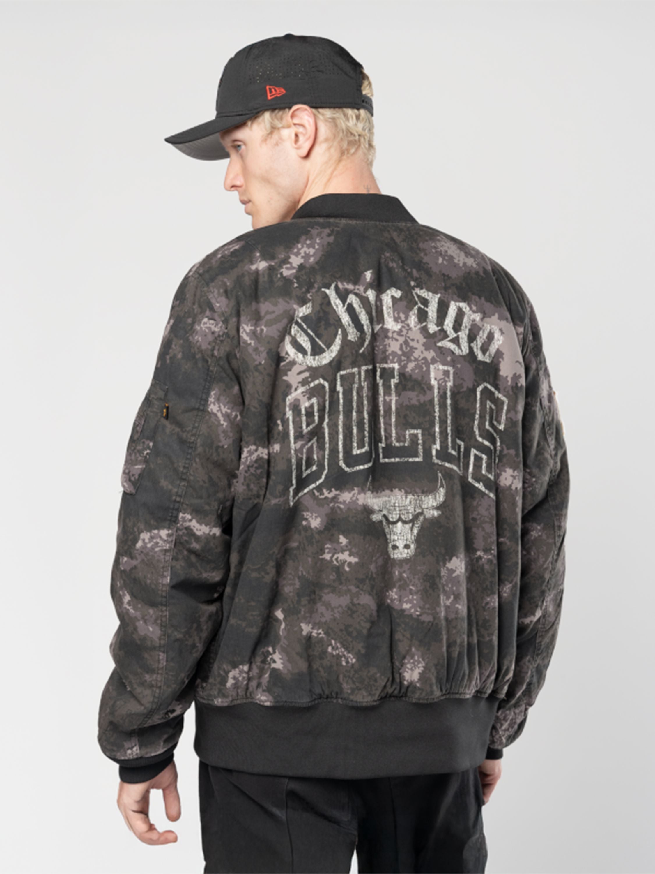 Chicago Bulls X Alpha X New Era MA-1 Bomber Jacket (Black Camo