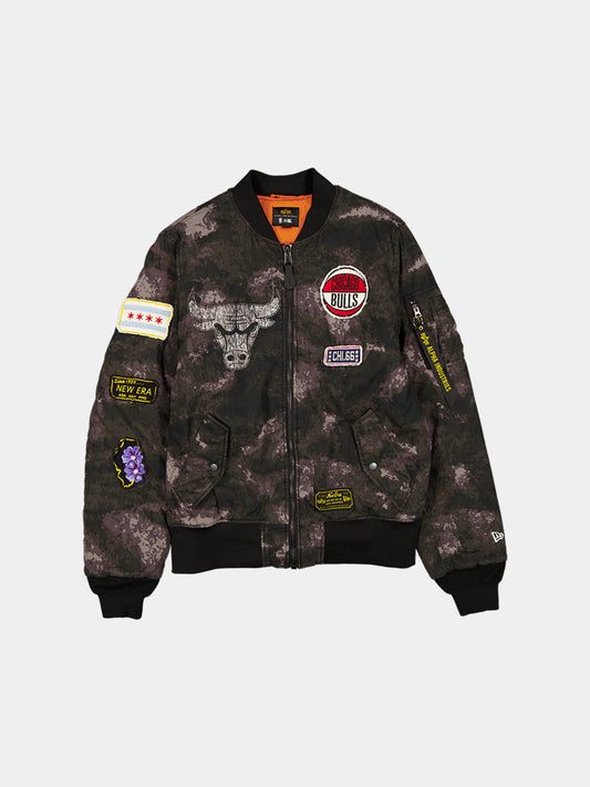CHICAGO BULLS X ALPHA X NEW ERA MA-1 BOMBER JACKET (BLACK CAMO) OUTERWEAR Alpha Industries BLACK S 