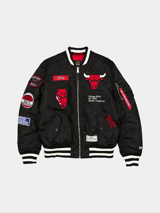 CHICAGO BULLS X ALPHA X NEW ERA MA-1 BOMBER JACKET (BLACK) OUTERWEAR Alpha Industries BLACK/WHITE S 