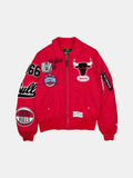 CHICAGO BULLS X ALPHA X NEW ERA MA-1 COLLARED BOMBER JACKET OUTERWEAR Alpha Industries SCARLET S 