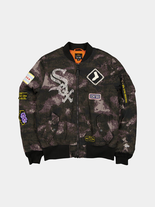 CHICAGO WHITE SOX X ALPHA X NEW ERA MA-1 BOMBER JACKET (BLACK CAMO) OUTERWEAR Alpha Industries BLACK S 