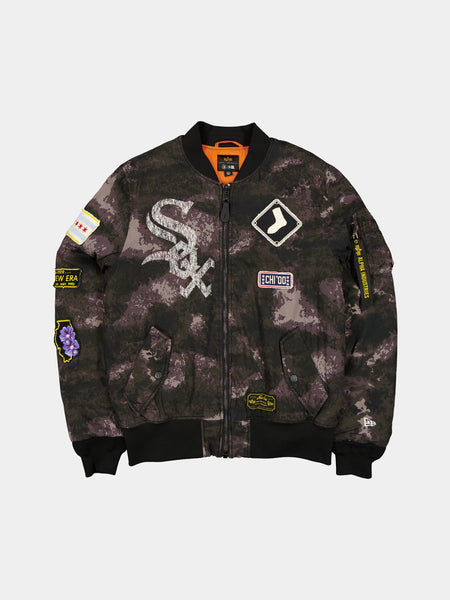 Chicago White Sox X Alpha X New Era MA-1 Bomber Jacket (Black Camo