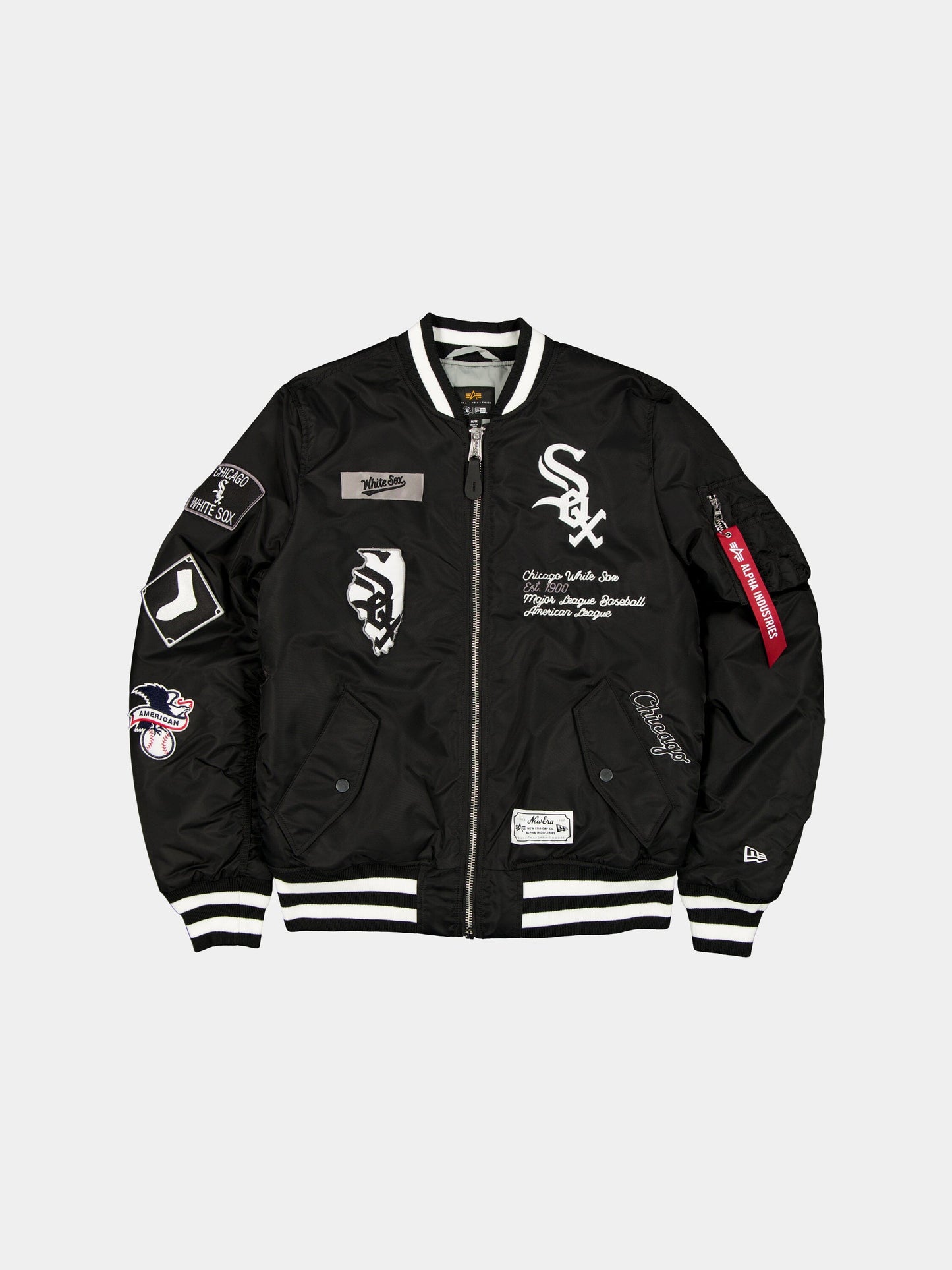 CHICAGO WHITE SOX X ALPHA X NEW ERA MA-1 BOMBER JACKET OUTERWEAR Alpha Industries BLACK/WHITE S 
