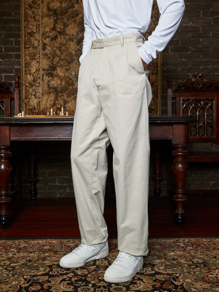 Alpha Industries Classic Trouser in Off-White, Cotton Fabric, Zip and Button Closure.