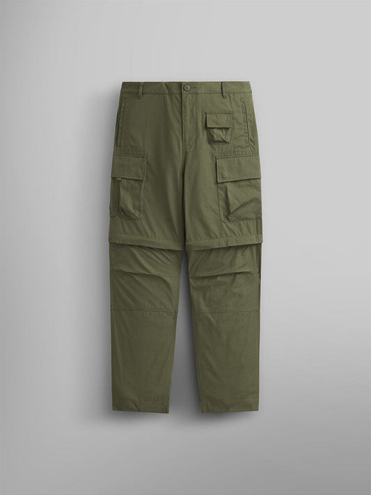 Alpha Industries Convertible Cargo Pant in Og-107 Green, featuring multiple pockets and detachable lower legs.