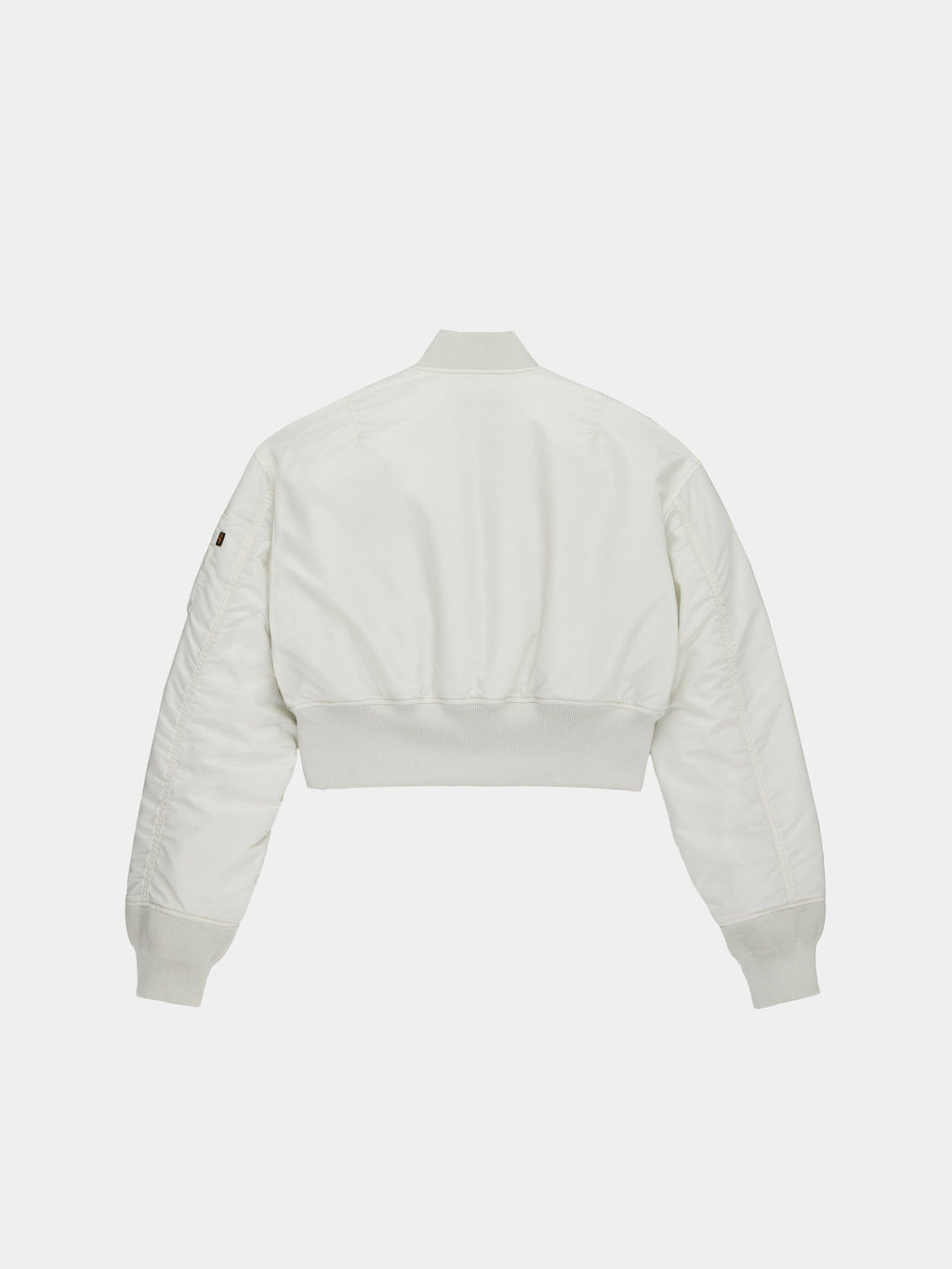 Alpha Industries Cropped MA-1 Flight Jacket Womens, white; features cropped design and MA-1 style details.