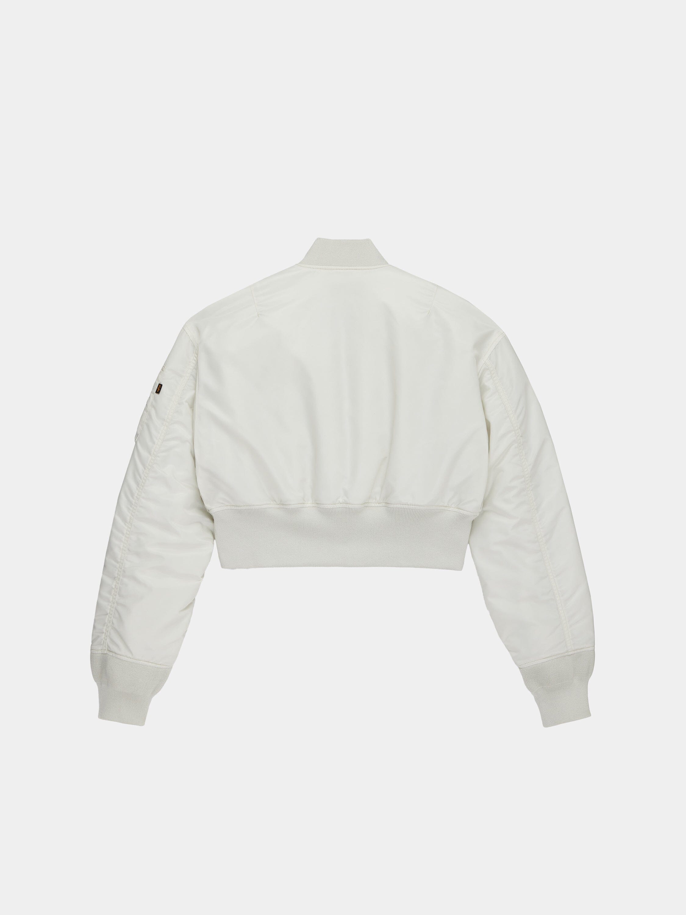 Alpha Industries Cropped MA-1 Flight Jacket Womens, white; features cropped design and MA-1 style details.