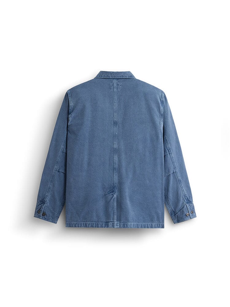 Alpha Industries Ctn Chore Coat, Blue Denim, Garment Washed Cotton, Long Sleeves, Collar, Buttoned Cuffs.