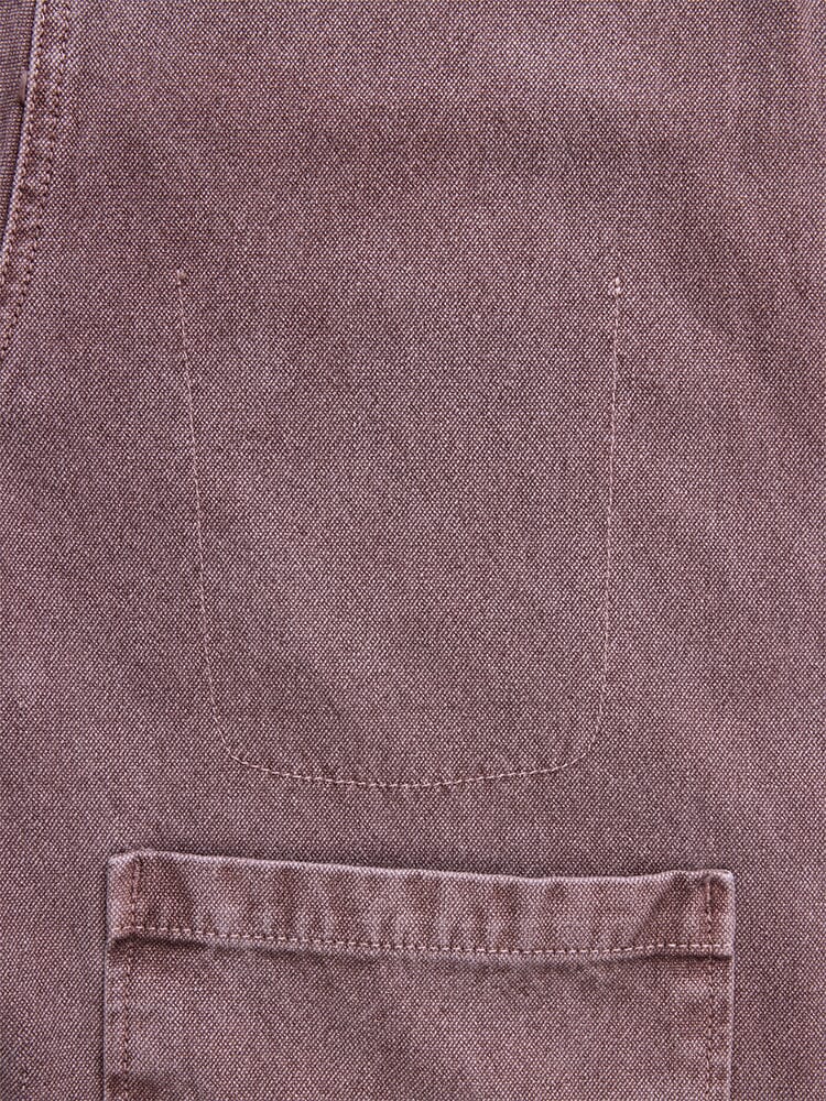 Alpha Industries Womens Canvas Chore Coat, brown, visible pocket, seam stitching, button-down closure.