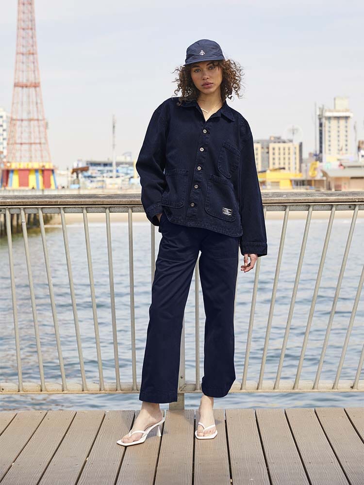 Alpha Industries Womens Canvas Chore Coat, classic button-down, canvas material, button closures.