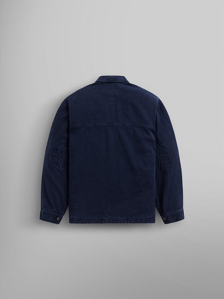 Alpha Industries Women’s Canvas Chore Coat, MA-1, Navy Blue, Collar, Buttoned Cuffs, Textured Elbow Patches.