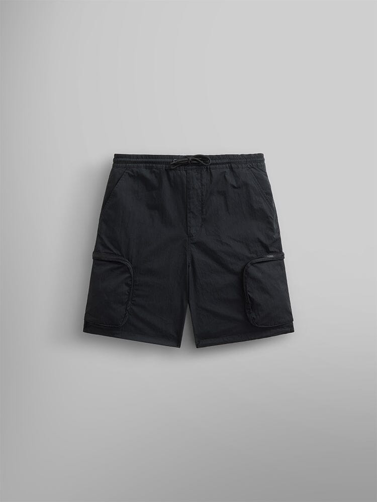 Alpha Industries CWU 36/P Pull On Short, Black, elastic waistband, two cargo pockets.