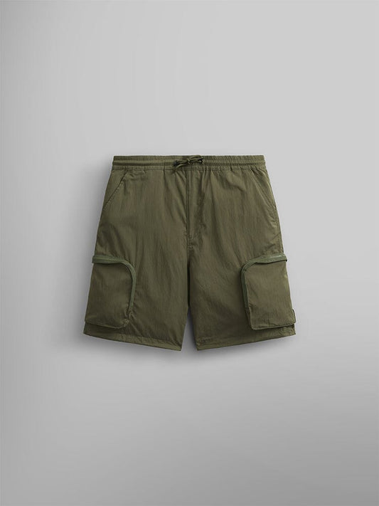 Alpha Industries CWU 36/P Pull On Short in OG-107 Green, cargo pockets, elastic waistband, drawstring.