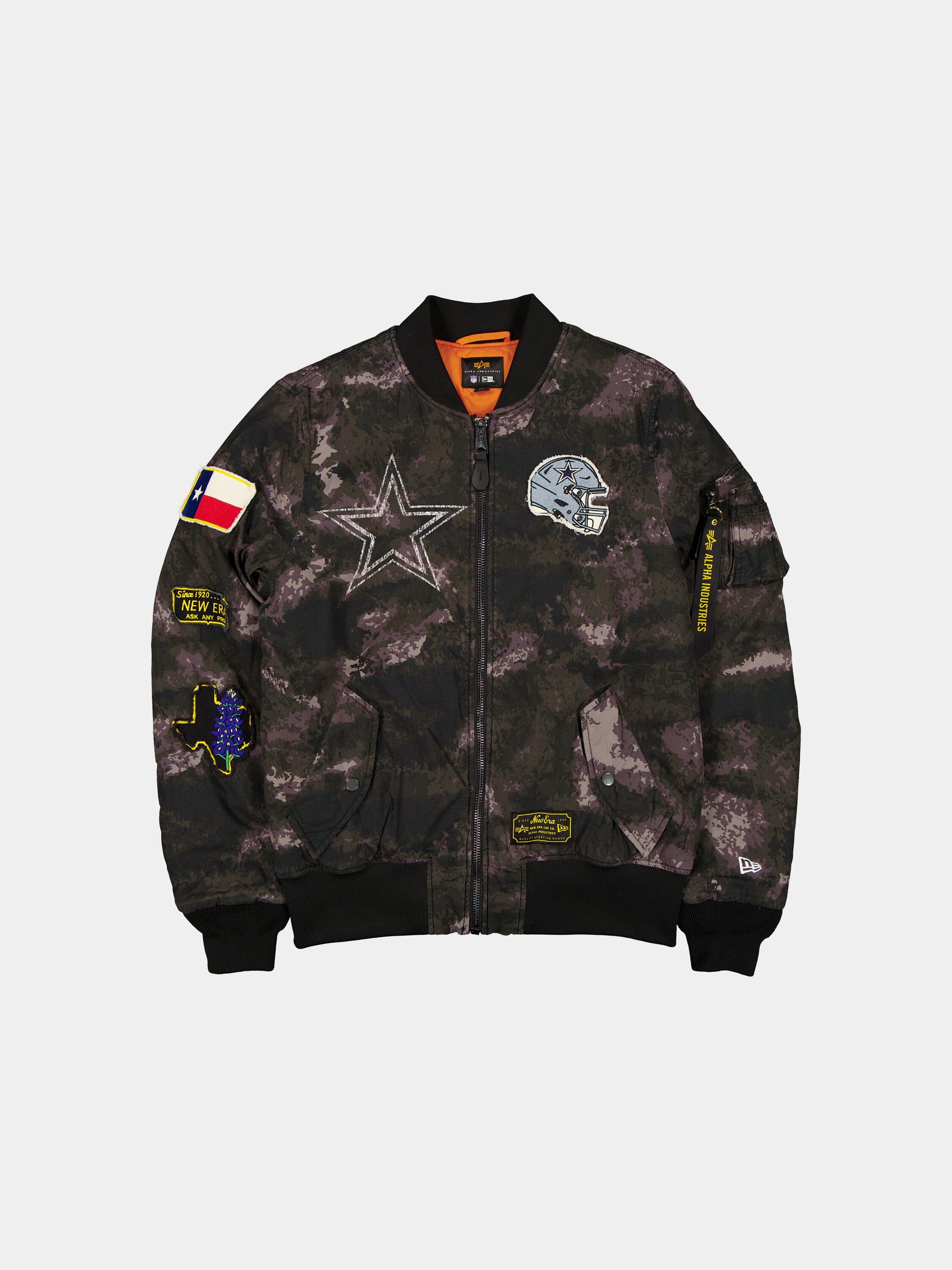 DALLAS COWBOYS X ALPHA X NEW ERA MA-1 BOMBER JACKET (BLACK CAMO) OUTERWEAR Alpha Industries BLACK S 