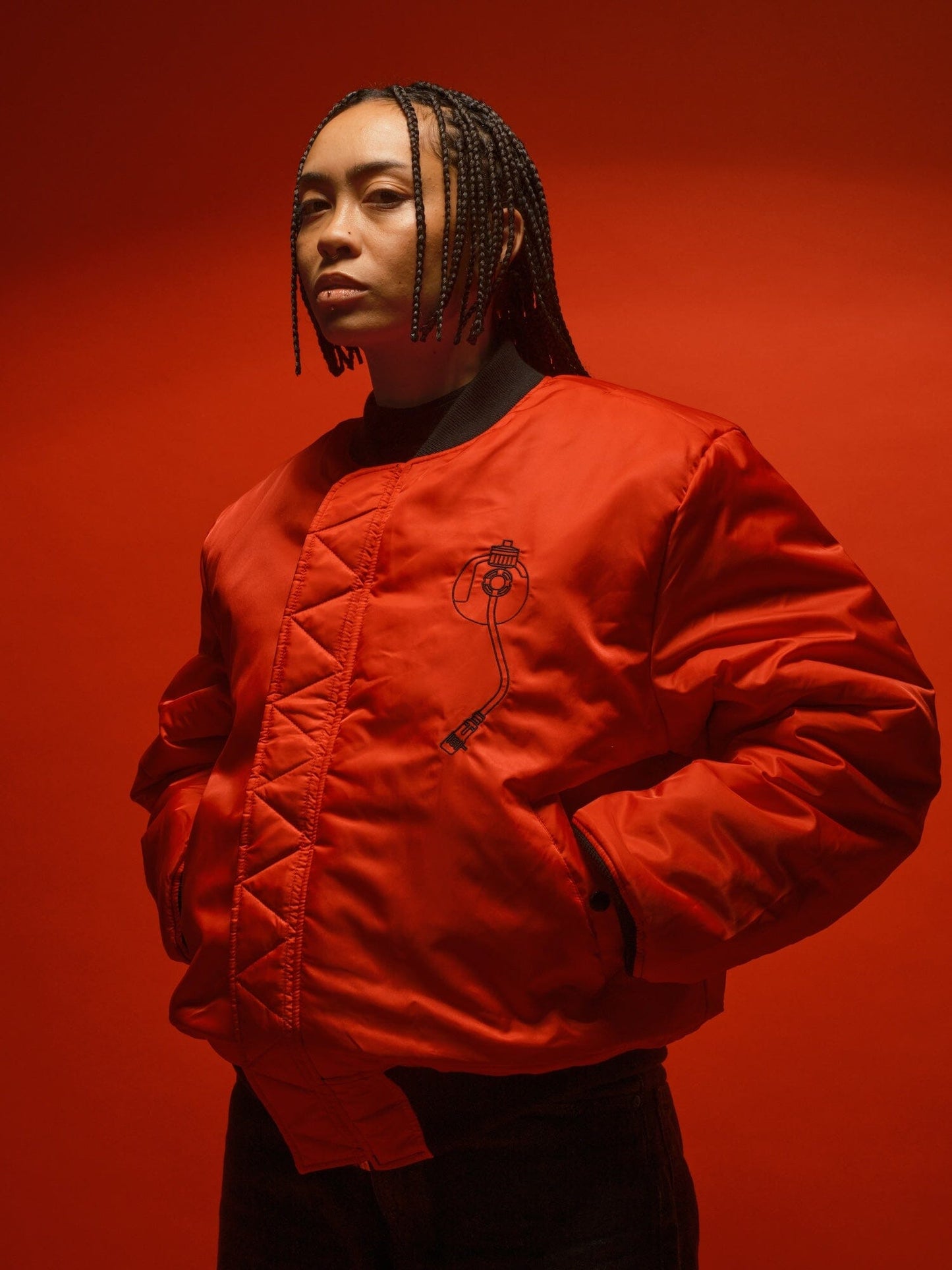 Alpha Industries Ma-1 Bomber Jacket, Red, Zip Closure.
