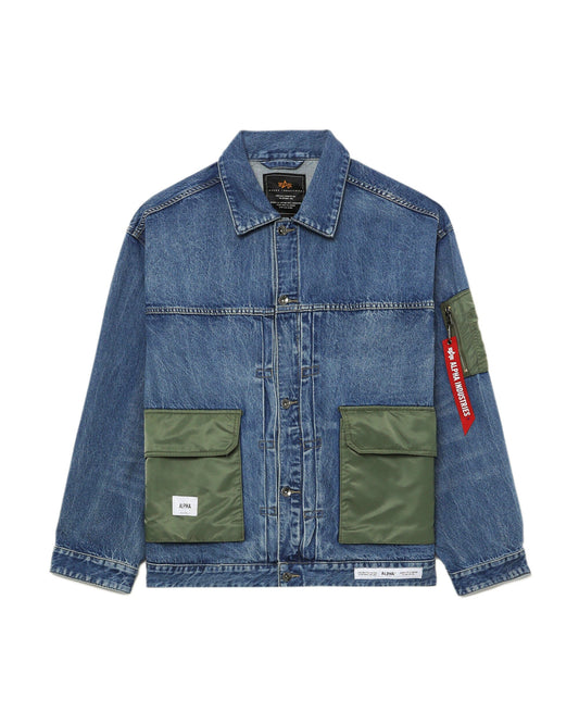 DENIM JACKET OUTERWEAR Alpha Industries REPLICA BLUE XS 