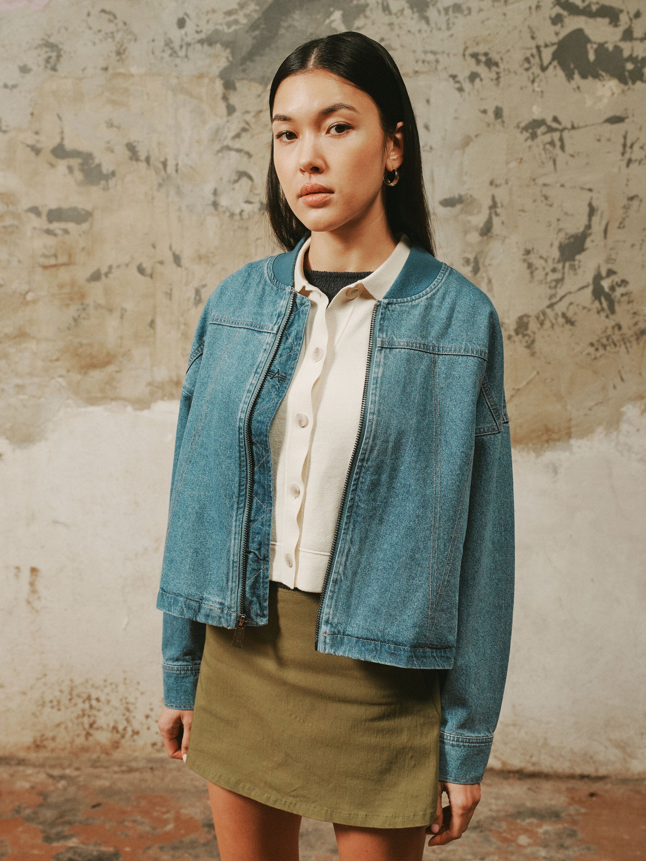 DENIM RELAXED FLIGHT JACKET WOMENS | Alpha Industries