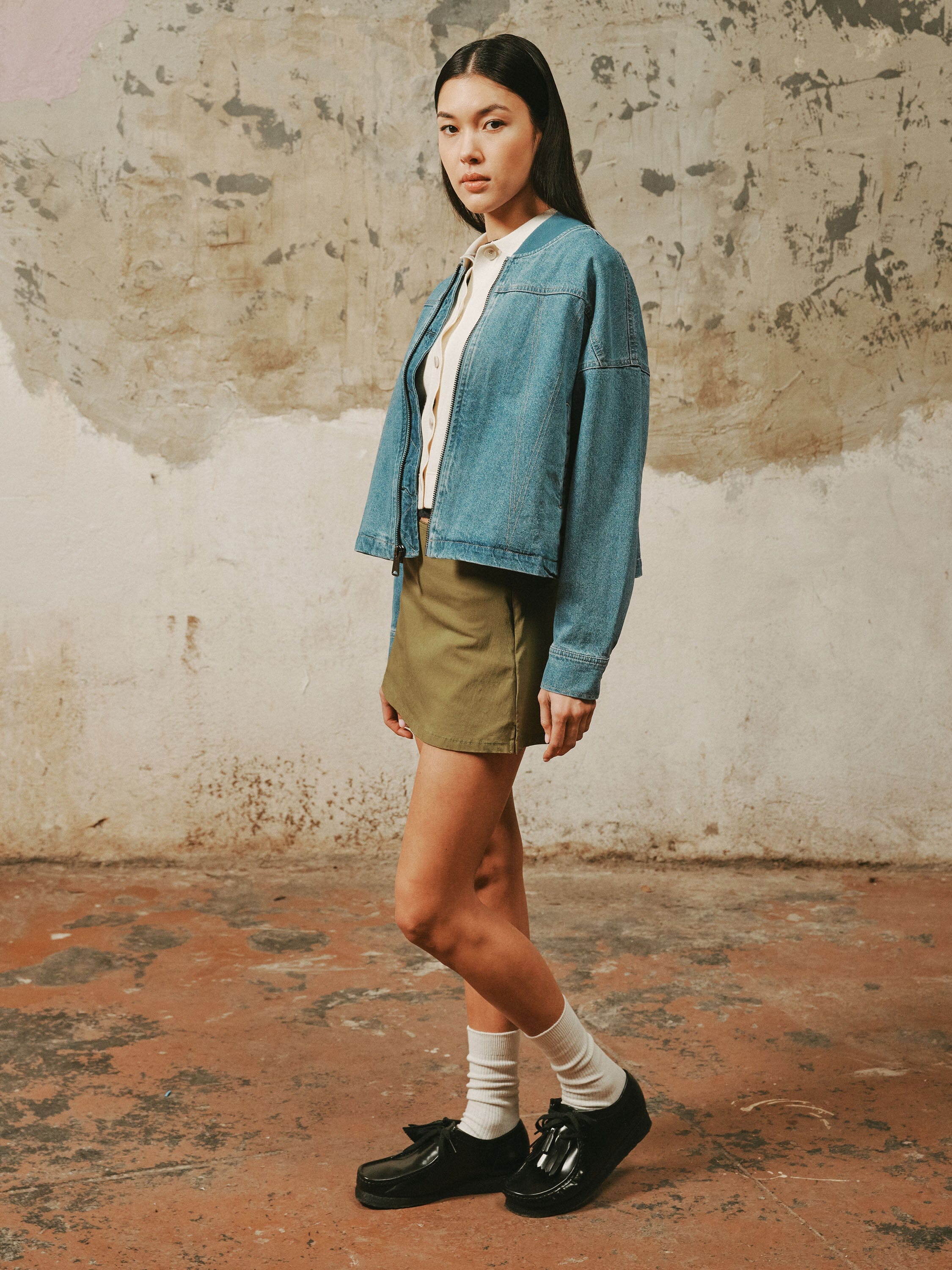 DENIM RELAXED FLIGHT JACKET WOMENS OUTERWEAR Alpha Industries 