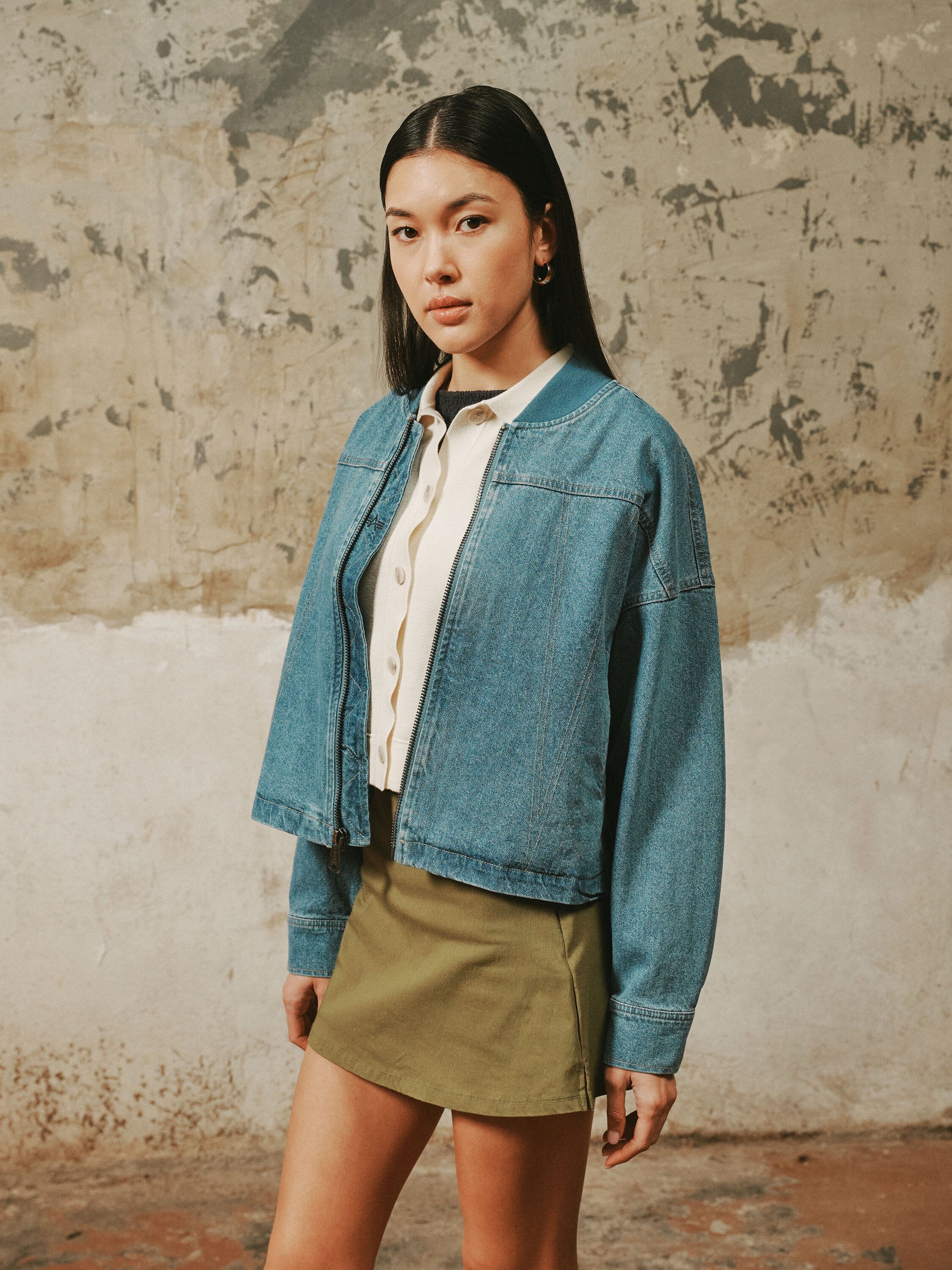 DENIM RELAXED FLIGHT JACKET WOMENS OUTERWEAR Alpha Industries 