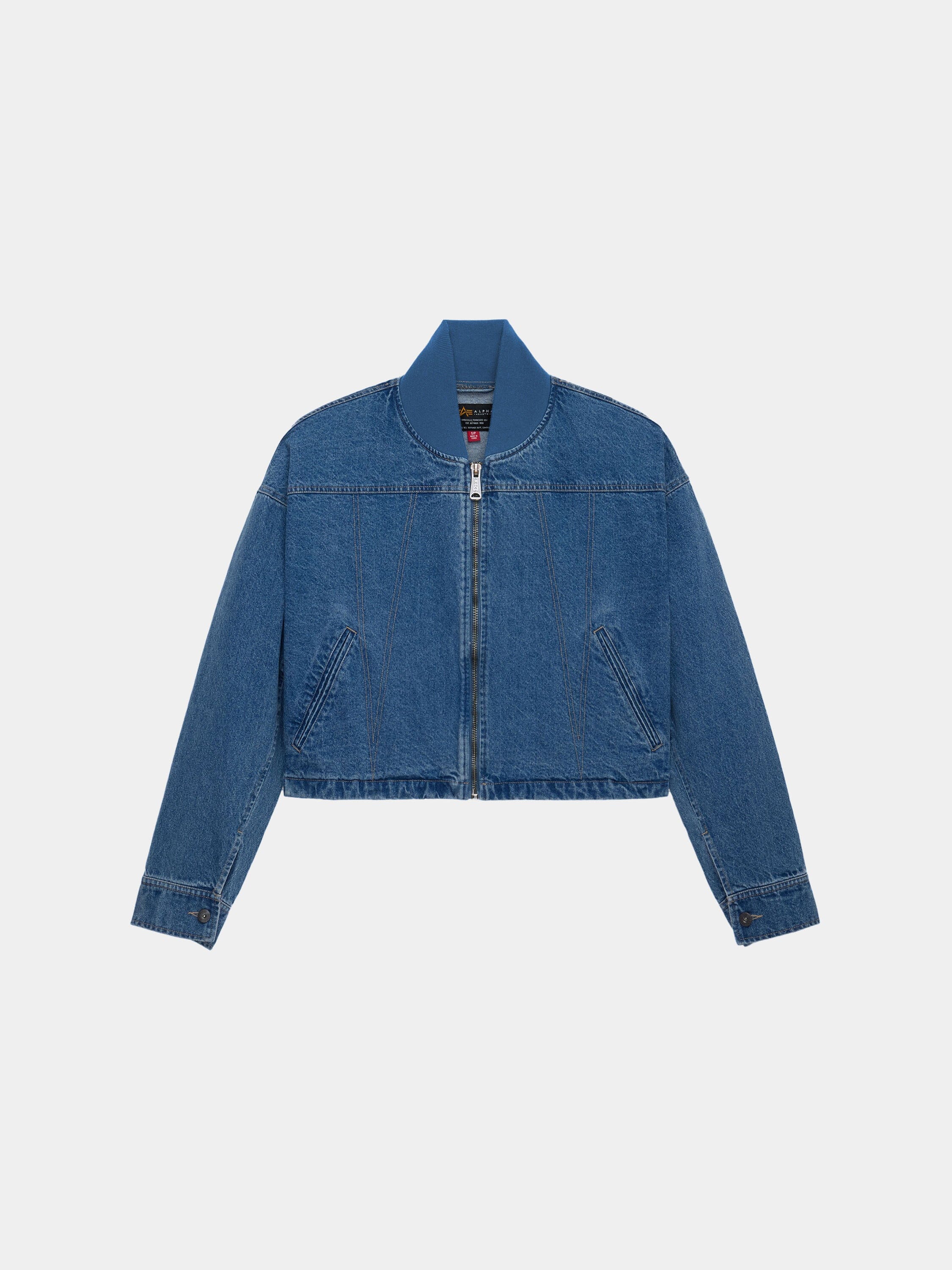 DENIM RELAXED FLIGHT JACKET WOMENS OUTERWEAR Alpha Industries DENIM BLUE XS 