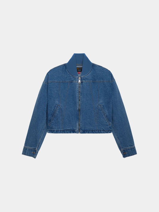 DENIM RELAXED FLIGHT JACKET WOMENS OUTERWEAR Alpha Industries DENIM BLUE XS 