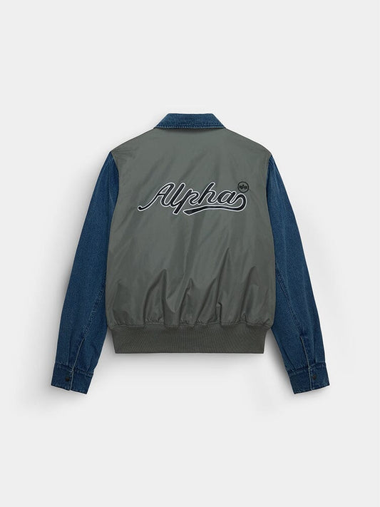 DENIM RELAXED MIXED MEDIA FLIGHT JACKET OUTERWEAR Alpha Industries 