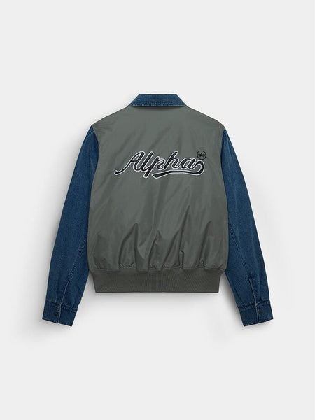 DENIM RELAXED MIXED MEDIA FLIGHT JACKET | Alpha Industries