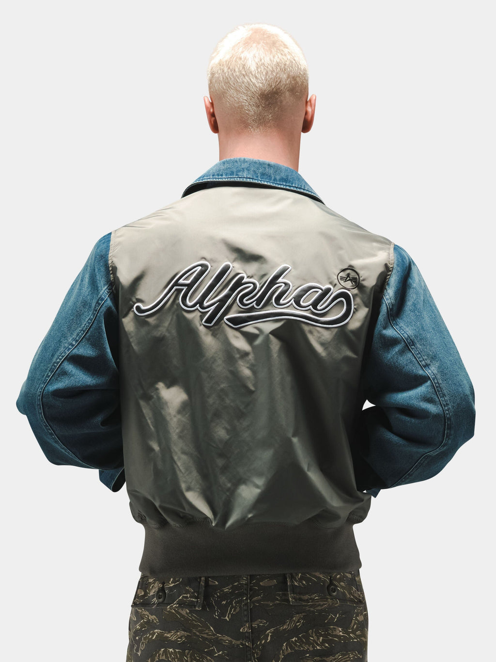 DENIM RELAXED MIXED MEDIA FLIGHT JACKET OUTERWEAR Alpha Industries 