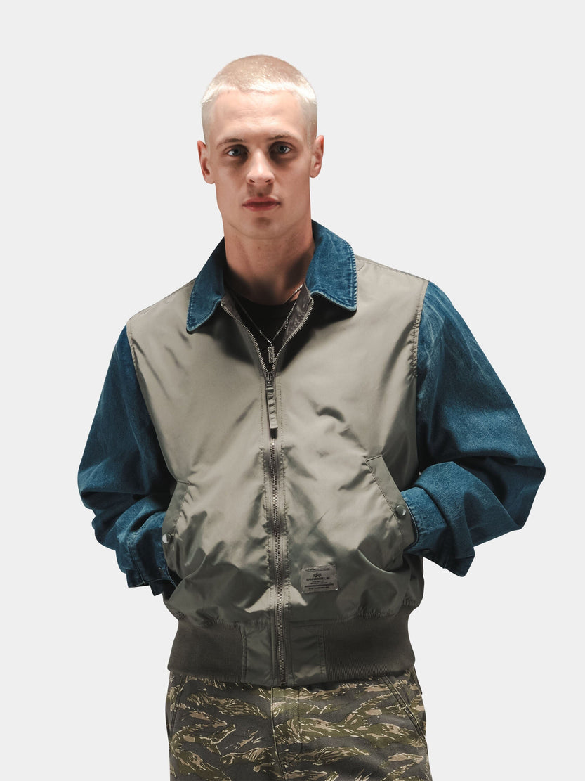 DENIM RELAXED MIXED MEDIA FLIGHT JACKET OUTERWEAR Alpha Industries 