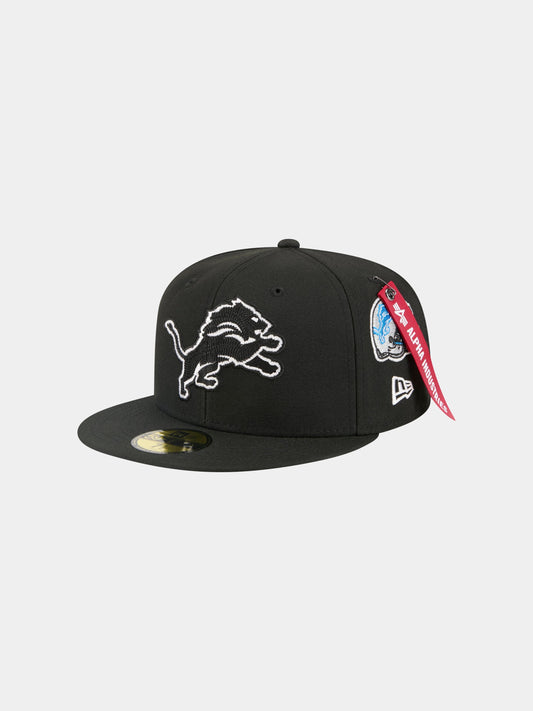 DETROIT LIONS X ALPHA X NEW ERA 59FIFTY FITTED CAP ACCESSORY Alpha Industries BLACK 7 1/8 