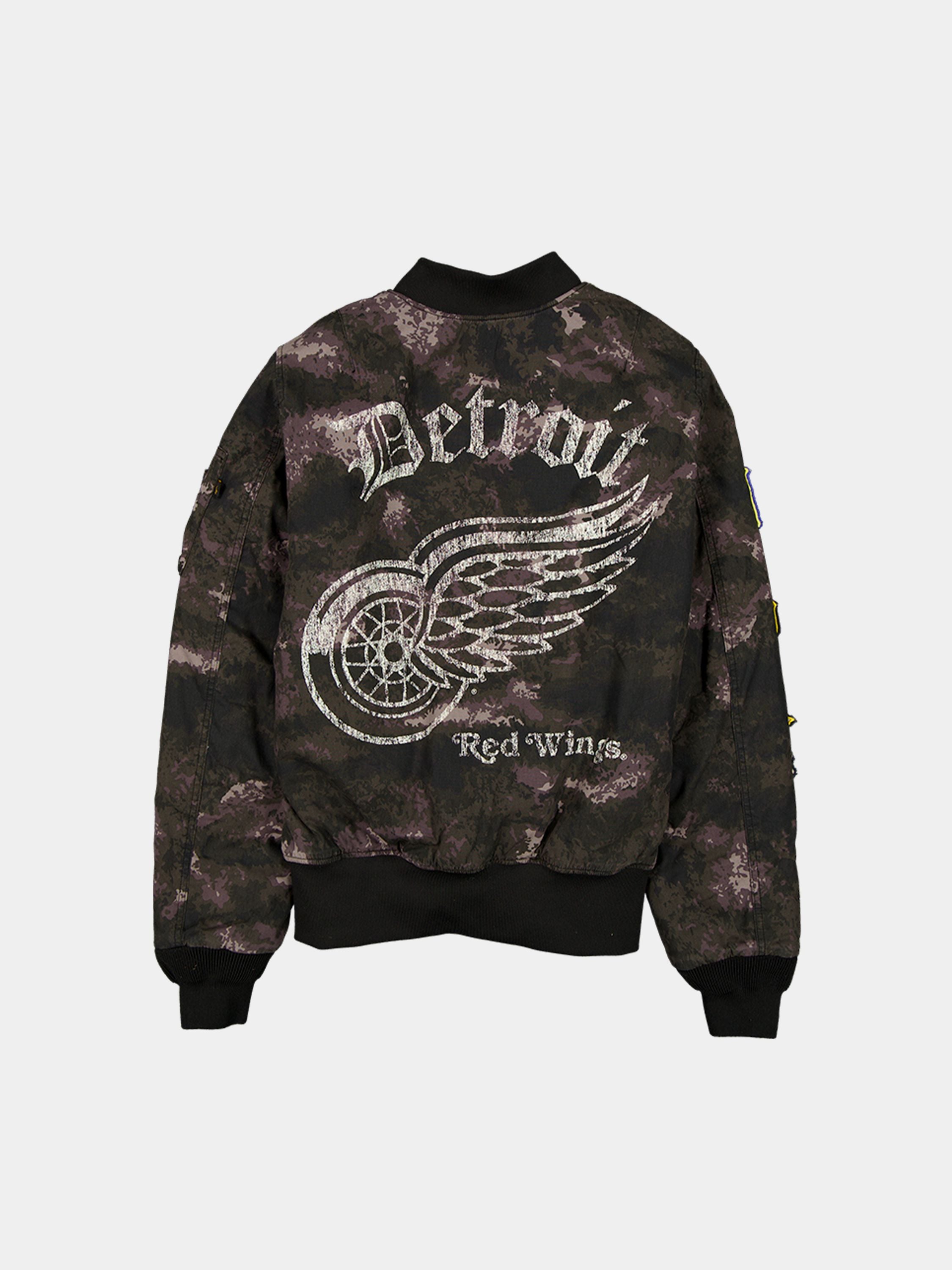 Detroit Red Wings X Alpha X New Era MA-1 Bomber Jacket (Black Camo