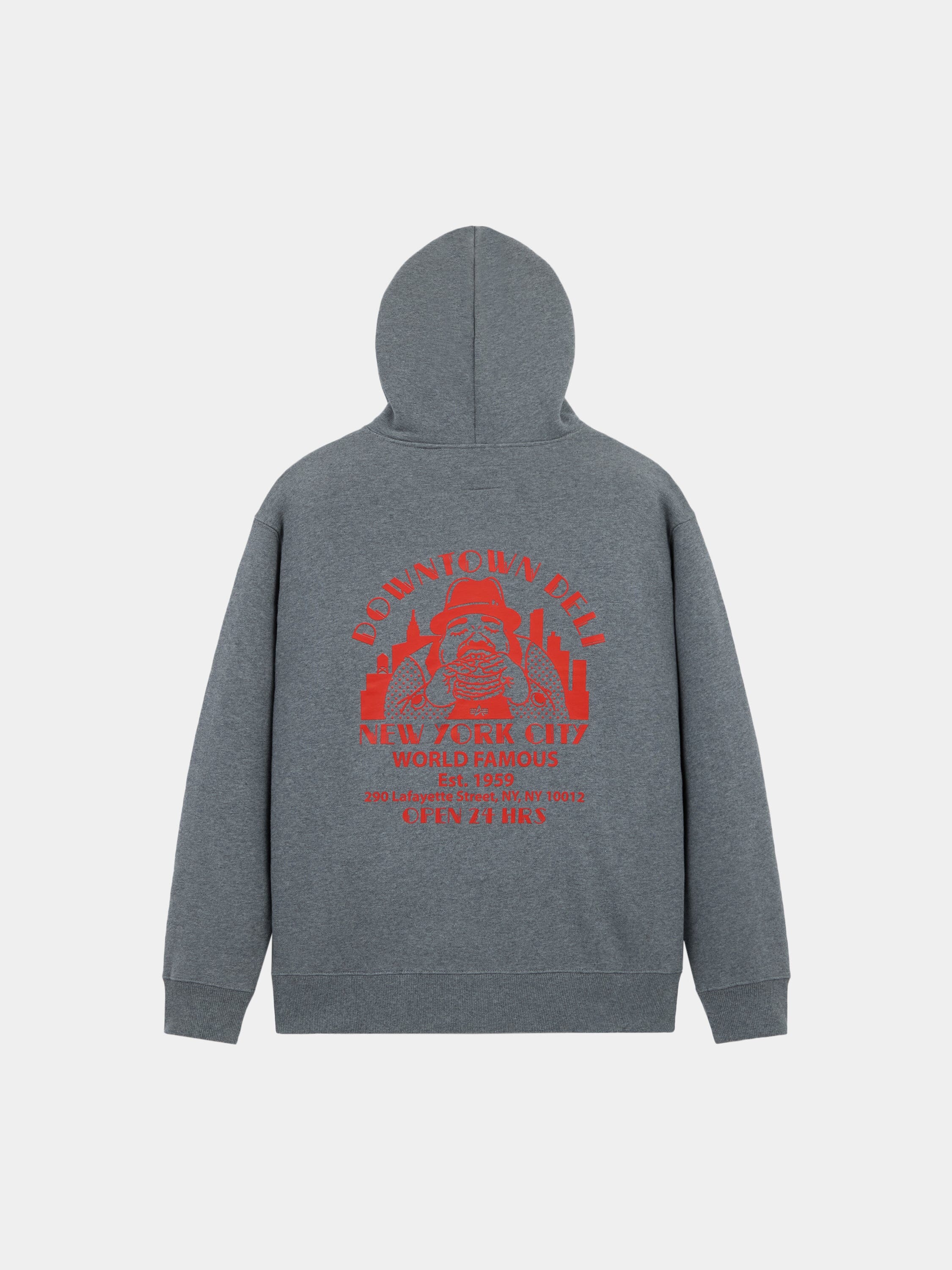 DOWNTOWN DELI HOODIE TOP Alpha Industries MEDIUM CHARCOAL HEATHER XS 