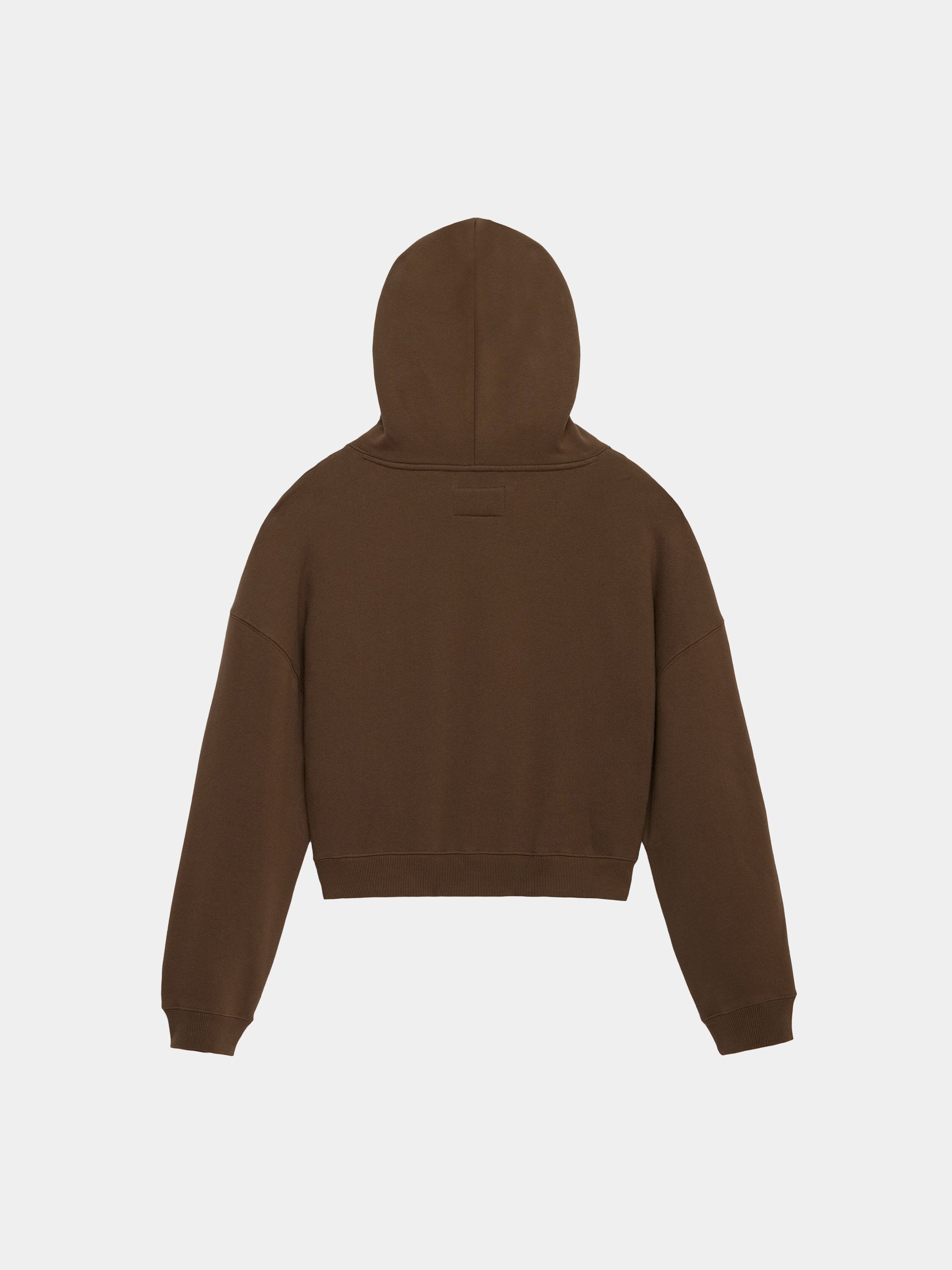 Alpha Industries Essential Cropped Hoodie Womens in brown with cropped design and hood.
