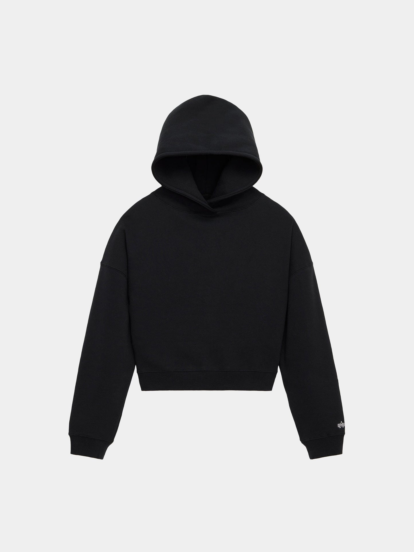 ESSENTIAL CROPPED HOODIE WOMENS TOP Alpha Industries BLACK XS 