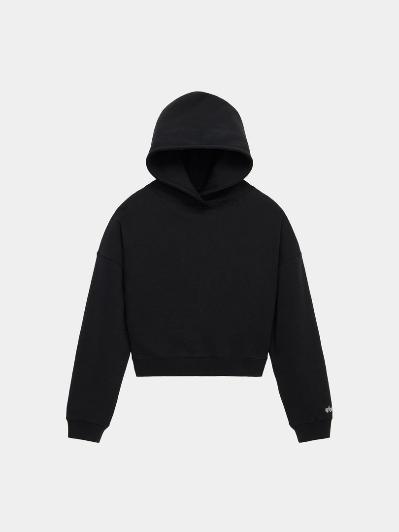ESSENTIAL CROPPED HOODIE WOMENS TOP Alpha Industries BLACK XS 