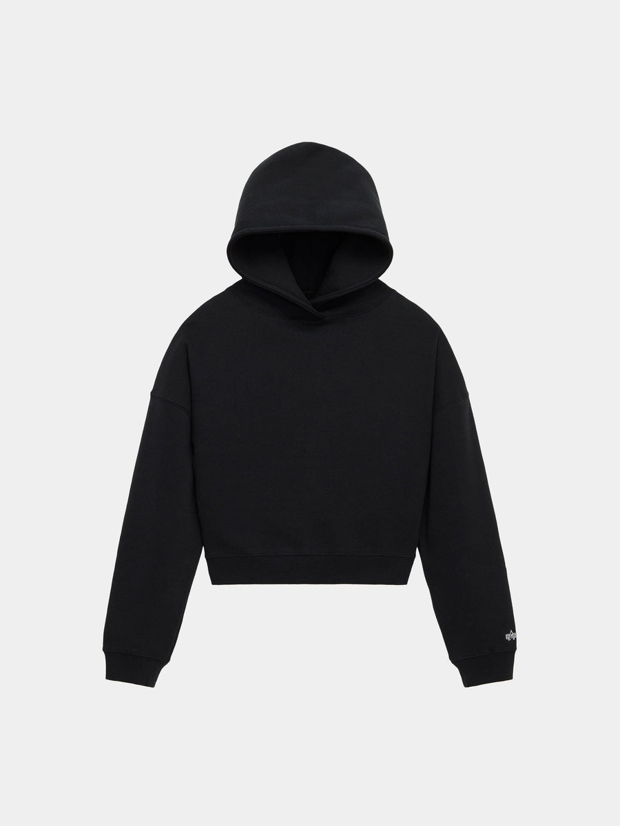 ESSENTIAL CROPPED HOODIE WOMENS TOP Alpha Industries BLACK XS 