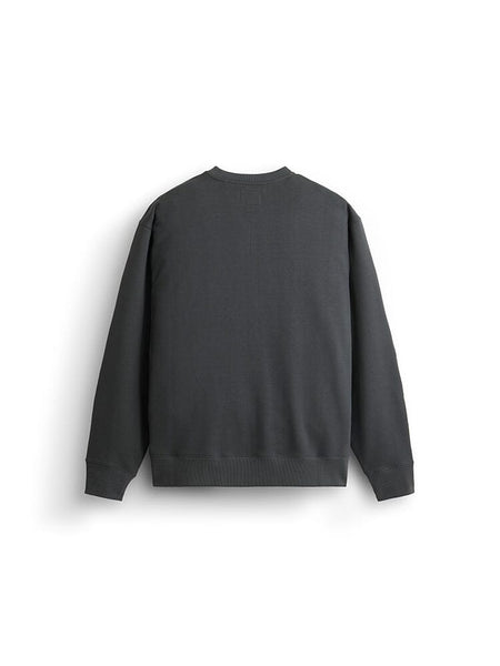 Alpha Industries Essential French Terry Crewneck Gen II, dark green French terry cotton, crewneck design, MA-1 utility pocket on sleeve.
