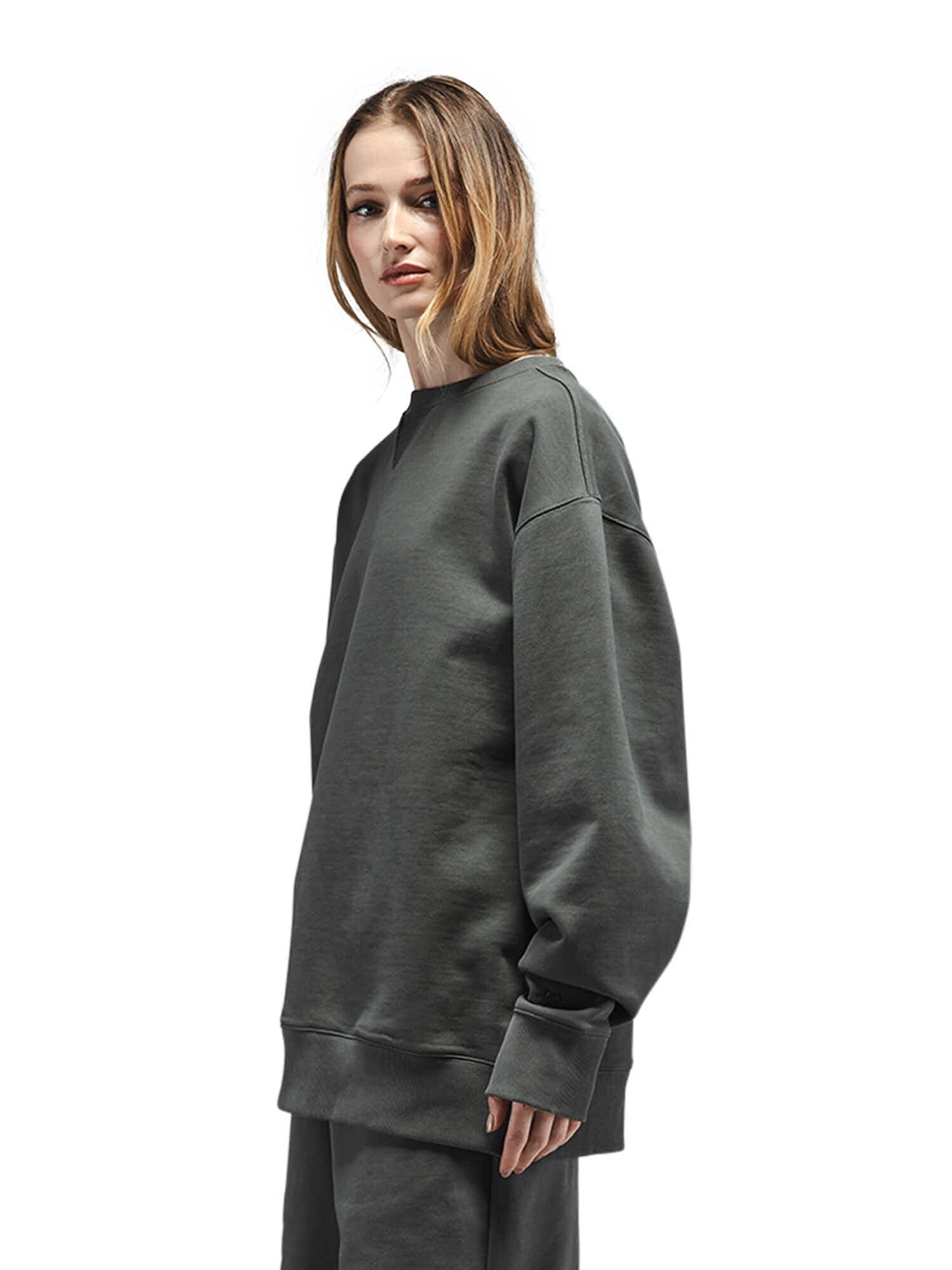 Essential French Terry Crewneck Gen Ii by Alpha Industries, Dark Gray French Terry Cotton, Matching Pants.
