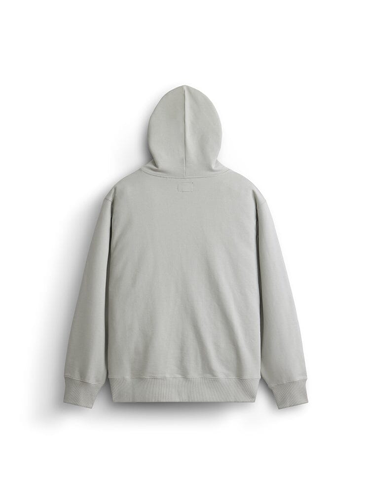 Alpha Industries Essential French Terry Hoodie Gen II, light gray, French terry cotton, long sleeves, ribbed cuffs and hem.