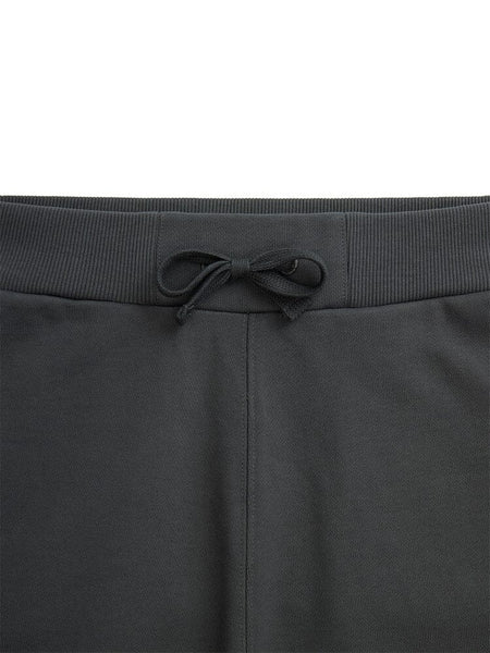 Essential French Terry Short by Alpha Industries, dark green ribbed waistband with center drawstring, French terry fabric.