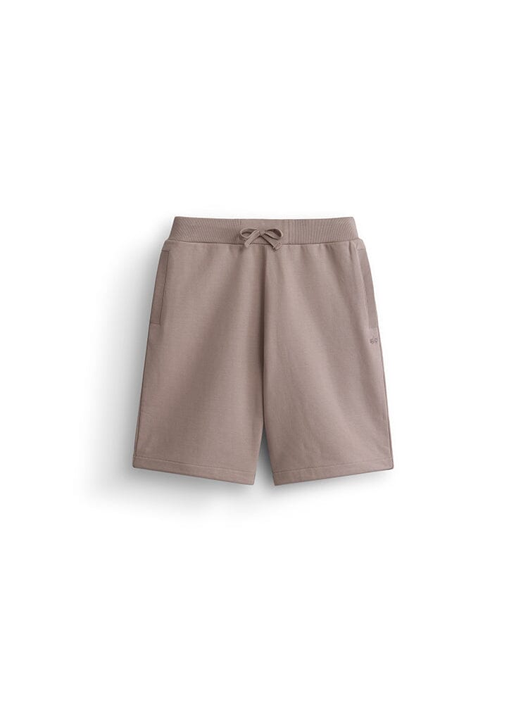 Alpha Industries Essential French Terry Short, Atlas Khaki, elastic waistband, drawstring, side pockets.