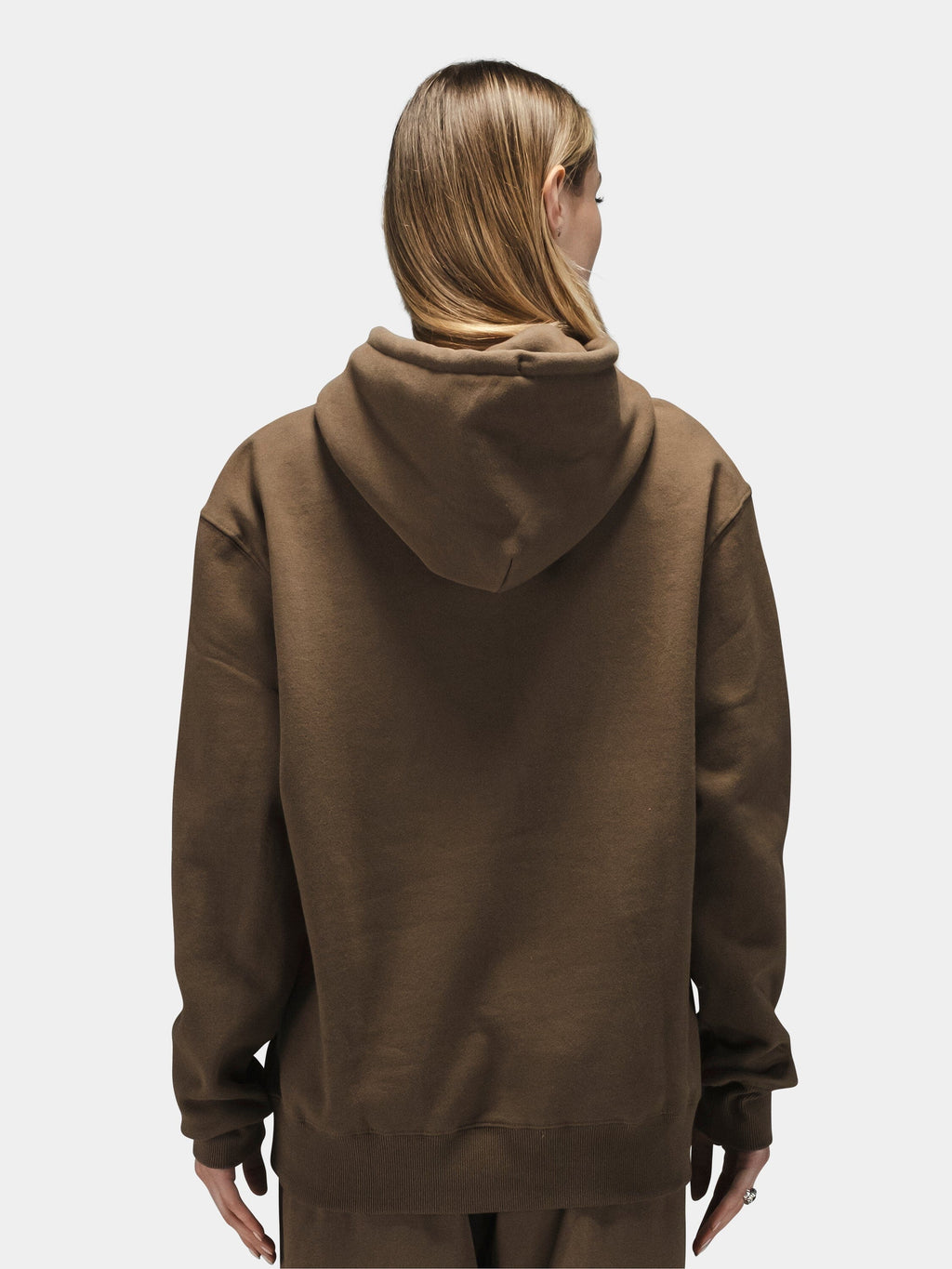 Alpha Industries Essential Hoodie in brown with matching brown pants.