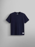 Alpha Industries Essential Relaxed Tee, navy blue crewneck with short sleeves, made from 210 GSM fabric, relaxed fit.
