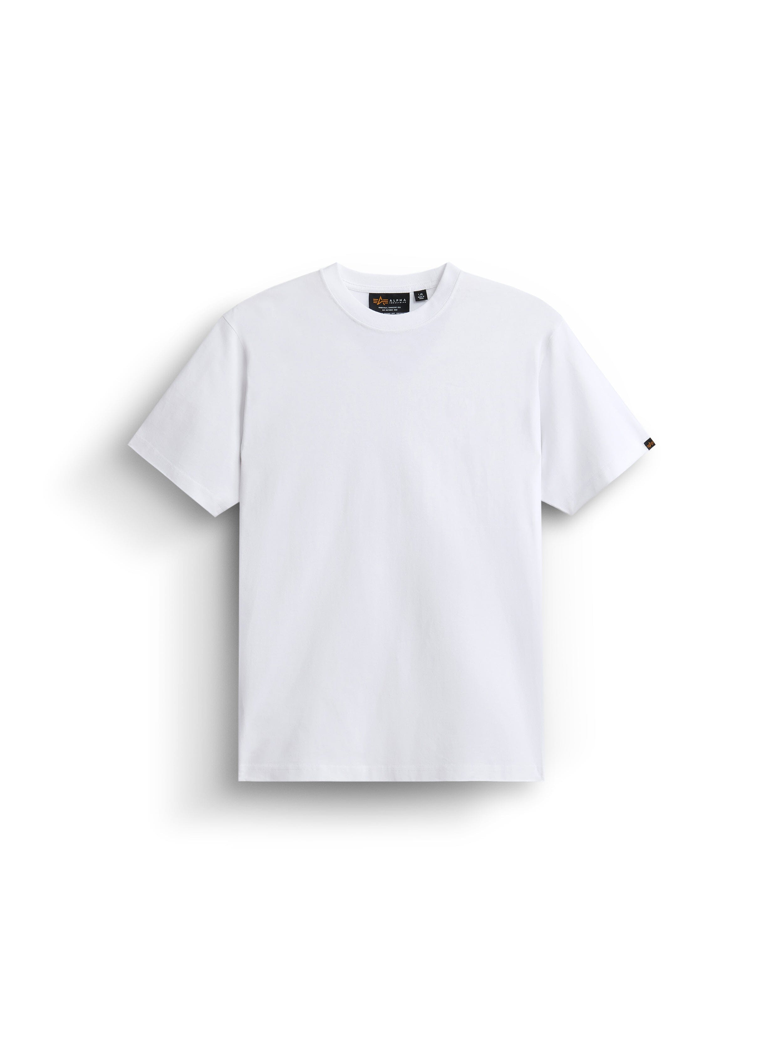 Alpha Industries Essential Relaxed Tee in White, 210 gsm t-shirt with short sleeves and crew neck.