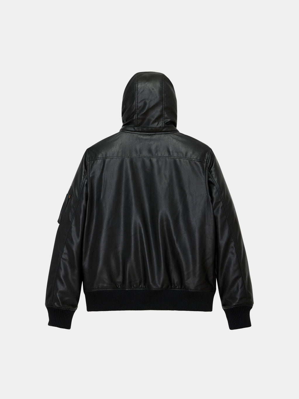 FAUX LEATHER HOODED RIB FLIGHT JACKET OUTERWEAR Alpha Industries 