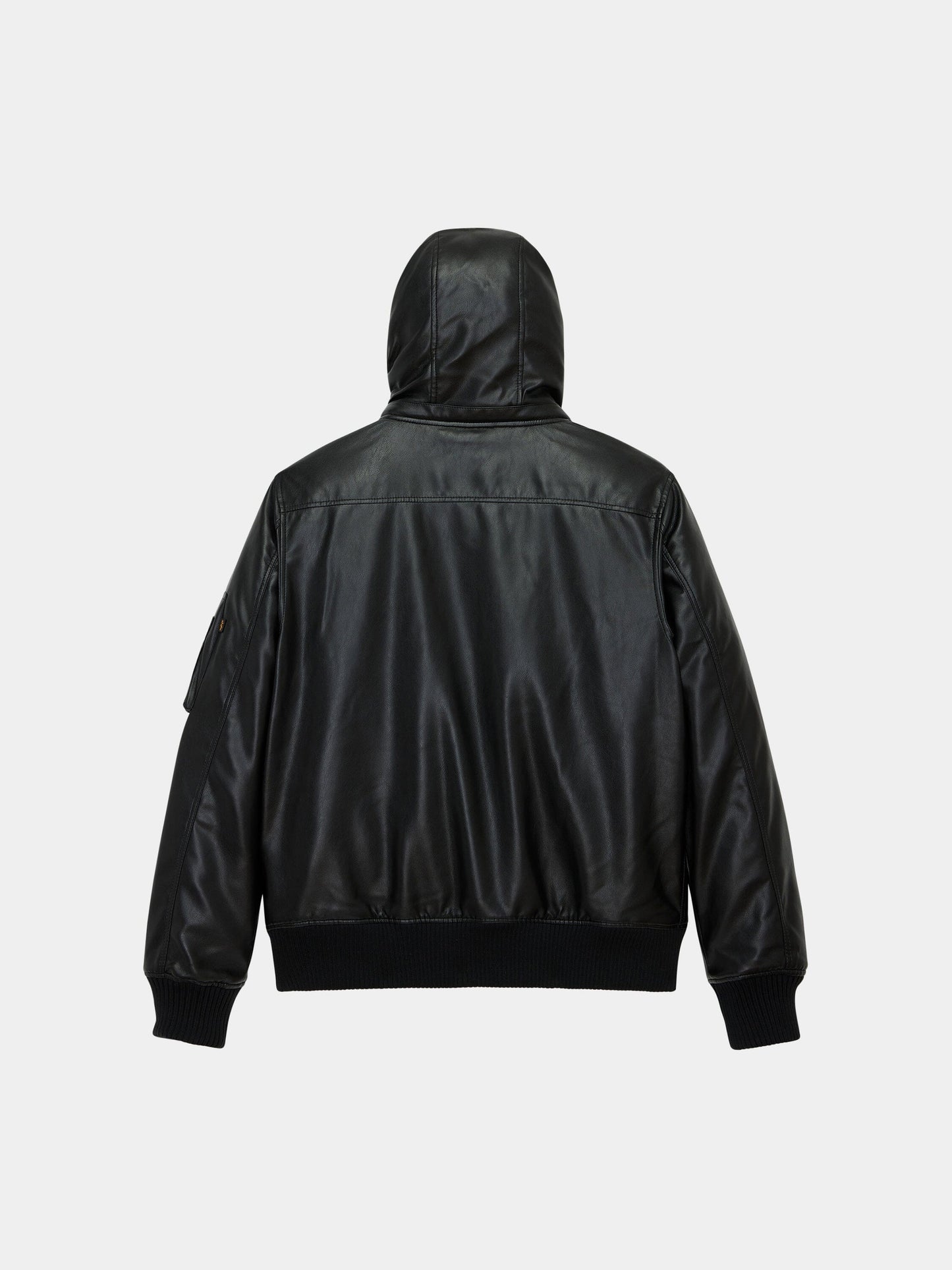 FAUX LEATHER HOODED RIB FLIGHT JACKET OUTERWEAR Alpha Industries 