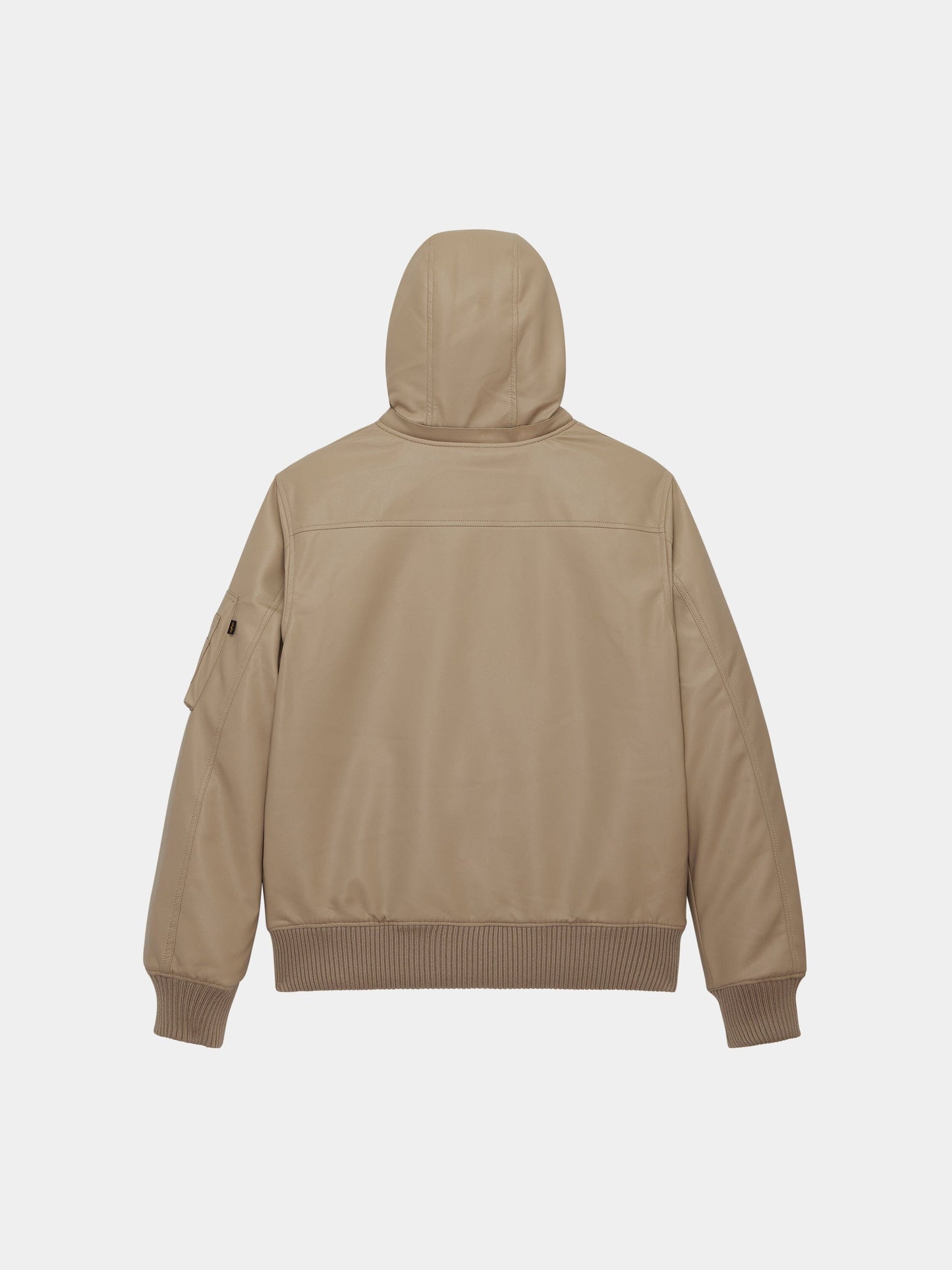 FAUX LEATHER HOODED RIB FLIGHT JACKET OUTERWEAR Alpha Industries 