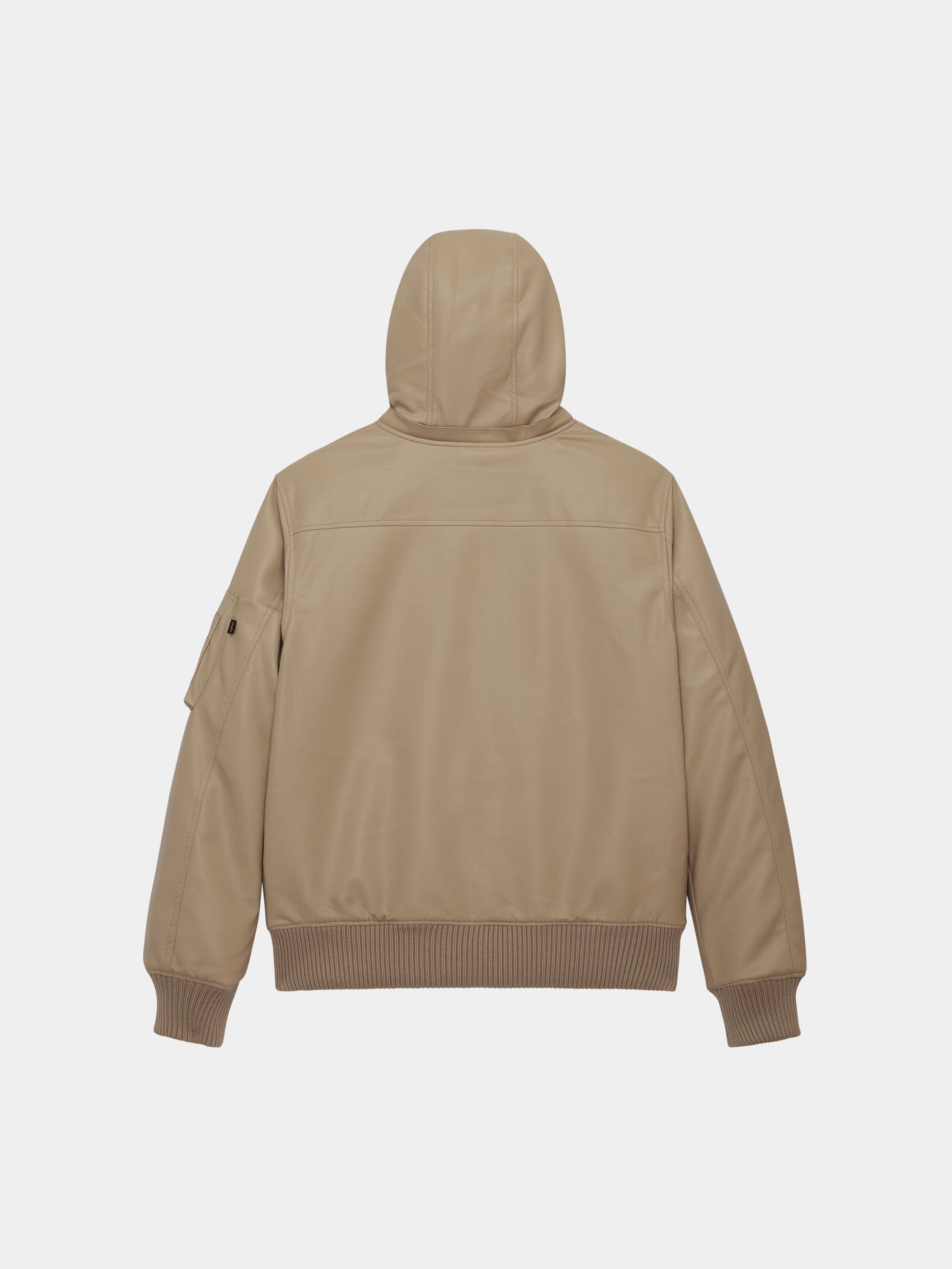 FAUX LEATHER HOODED RIB FLIGHT JACKET OUTERWEAR Alpha Industries 